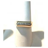 14kyg Modern Band, 11 .14ct Channel Set Diamonds, VS1 G/H .135tcw; Ring 9.57gm; size 9.5, SALE $315