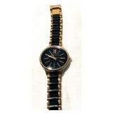 ANNE KLEIN 37mm BLACK DIAL QUARTZ WATCH-BLACK+GOLDTONE METAL BRACELET+EXTENDER-Needs Battery NOW $16
