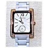 ANNE KLEIN QUARTZ WATCH+CRYSTAL FRAME+SECONDHAND METAL BRACELET+EXTENDER-Needs Battery NOW $25