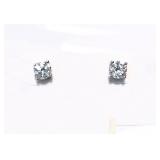 Pair of .925 Set CLEAR CZ BRILLIANT SOLITAIRE EAR STUDS 1/2ct each; Post Back; NOW $15