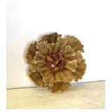 RARE Vintage DANECRAFT BURNISHED RUFFLED CARNATION + PINK CRYSTAL PONTILS, 2", Signed, NOW $45