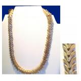 Vintage MONET MCM Brushed Goldtone ARTICULATED HERRINGBONE CHOKER 15.25-17" Signed, NOW $48