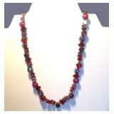 SORRELLI CHOKER 15-17" MAGENTA-VIOLET-RED-AMETHYST AUSTRIAN AB CRYSTALS+STONE CABS-Signed NOW $50