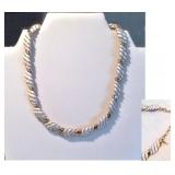 Crown TRIFARI Polished Goldtone+WHITE ENAMEL WAVES CHOKER adj. 14-16"; NWT; NOW $28