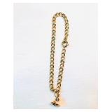 14k BELL CHARM on 12kgf CHAIN LINK BRACELET 6.78"- 1.4gm-Stamped-Spring Clasp NOW $42