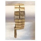 Vintage BSK Brushed & Polished GRADUATED BLOCK LINK BRACELET 7x1" Close Up