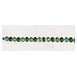 Vintage AUSTRIAN BLUE TOPAZ+PERIDOT FACETED GLASS 12x10mm RHINESTONE BRACELET 7"-Slide Clasp NOW $95