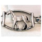 Vintage Polished Rhodium Plated Link HORSE BRACELET Close Up