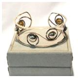 Vintage CARL-ART OPEN WORK FREEFORM GF WIRE BOHO CUFF 2.25" dia 1.78"w, LOGO, NOW $38