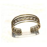 Vintage KREMENTZ GF OPEN CUFF+MILGRAINED MUSHROOM PATTERN, 2.5"Diam x .25"w, Signed, NOW $20