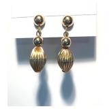 Vintage HARRY BLICK 12kgf POLISHED ROUND & OVAL RIBBED BEAD EARRINGS-Screw Back-1.25" NOW $18