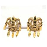 Vintage MONET SCROLLED CHANDELIER CLIP BACK EARRINGS 1.25"x.75" Signed, NOW $15