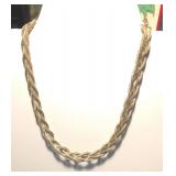 14kgf MILGRAIN BRAIDED GOLD TONE NECKLACE 15-17"-Jump Ring Clasp, NOW $20