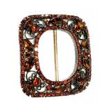 ART NOUVEAU TOPAZ RHINESTONES Prong Set BELT BUCKLE, Milgrain Design Frame+Bar 3.1" NOW $65