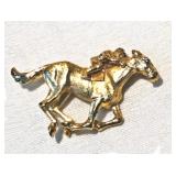 Vintage NAPIER BRUSHED & POLISHED RACEHORSE & JOCKEY 2.25x1.18", Signed, NOW $26