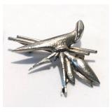 Rare MCM Brushed ABSTRACT STERLING TUCAN on BRANCH BROOCH 1.25x1.25", Stamped 4.1gm NOW $20