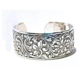 Vintage BEAU STERLING REPOUSS� FLORAL CUFF 6.25"Dia+.5 opening, Signed, 24.6gm NOW $80