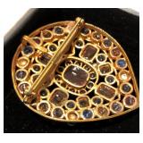 Vintage CHANEL TEARDROP BROOCH-ENHANCER with MULTI-COLOR GRIPOIX GLASS Verso