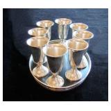 Vintage EMPIRE STERLING LIQUEUR CHALICES & GORHAM TRAY - Excellent Condition - $95