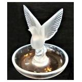 LALIQUE FROSTED CRYSTAL DOVE & PIN TRAY - Excellent Condition - $60