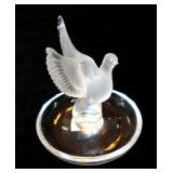 LALIQUE FROSTED CRYSTAL DOVE & PIN TRAY - Excellent Condition - $60