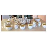 5 IRISH BELLEEK CREAM & SUGAR SETS + DIAMOND VASE - Excellent Condition - All Marked $125/Lot