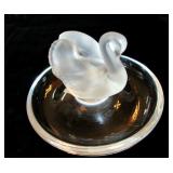 LALIQUE FROSTED CRYSTAL SWAN on Glass Pedestal - Excellent Condition - $50 obo