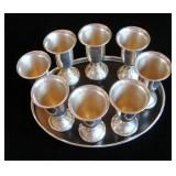 Vintage EMPIRE STERLING LIQUEUR 3" CHALICES & GORHAM TRAY - Excellent Condition - $95 obo