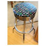 Mid-Century Modern Chrome Fountain Stool with Designer Seat $55