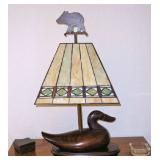 Vintage Duck Lamp with Stained Glass Shade $60