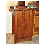 Vintage Oak Work Table with Turned Leg Design $35