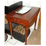 Vintage Mahogany Sheraton Dual Drop Leaf Table with Drawer $20