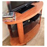 Oval TV Stand with 2 Smoke Glass Shelves $40