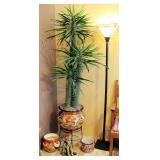 Talavera Planter, Faux Cactus