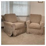 PAIR UPHOLSTERED ARMCHAIRS