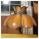 ANTIQUE SLAG GLASS HANGING FIXTURE