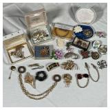 LARGE GROUP COSTUME PINS AND BROOCHES