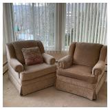 PAIR UPHOLSTERED ARMCHAIRS