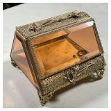 VINTAGE BRASS & GLASS JEWELRY DISPLAY BOX