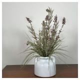 WHITE HANDLED POTTERY JAR