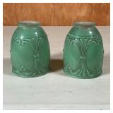 PAIR ANTIQUE GREEN GLASS SHADES