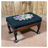 ANTIQUE NEEDLEPOINT FOOTSTOOL