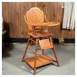 ANTIQUE OAK HIGH CHAIR