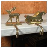 PAIR BRASS STOCKING HANGERS