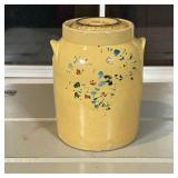 YELLOW GLAZED LIDDED CROCK