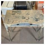 DECOUPAGE TWO-DRAWER SIDE TABLE