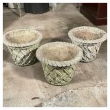 (3pc) CONCRETE BASKET PLANTERS