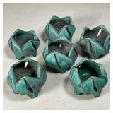 (6pc) ART POTTERY CANDLE HOLDERS