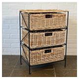 WICKER THREE DRAWER STAND