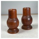ANTIQUE WOODEN TURNED BUD VASES